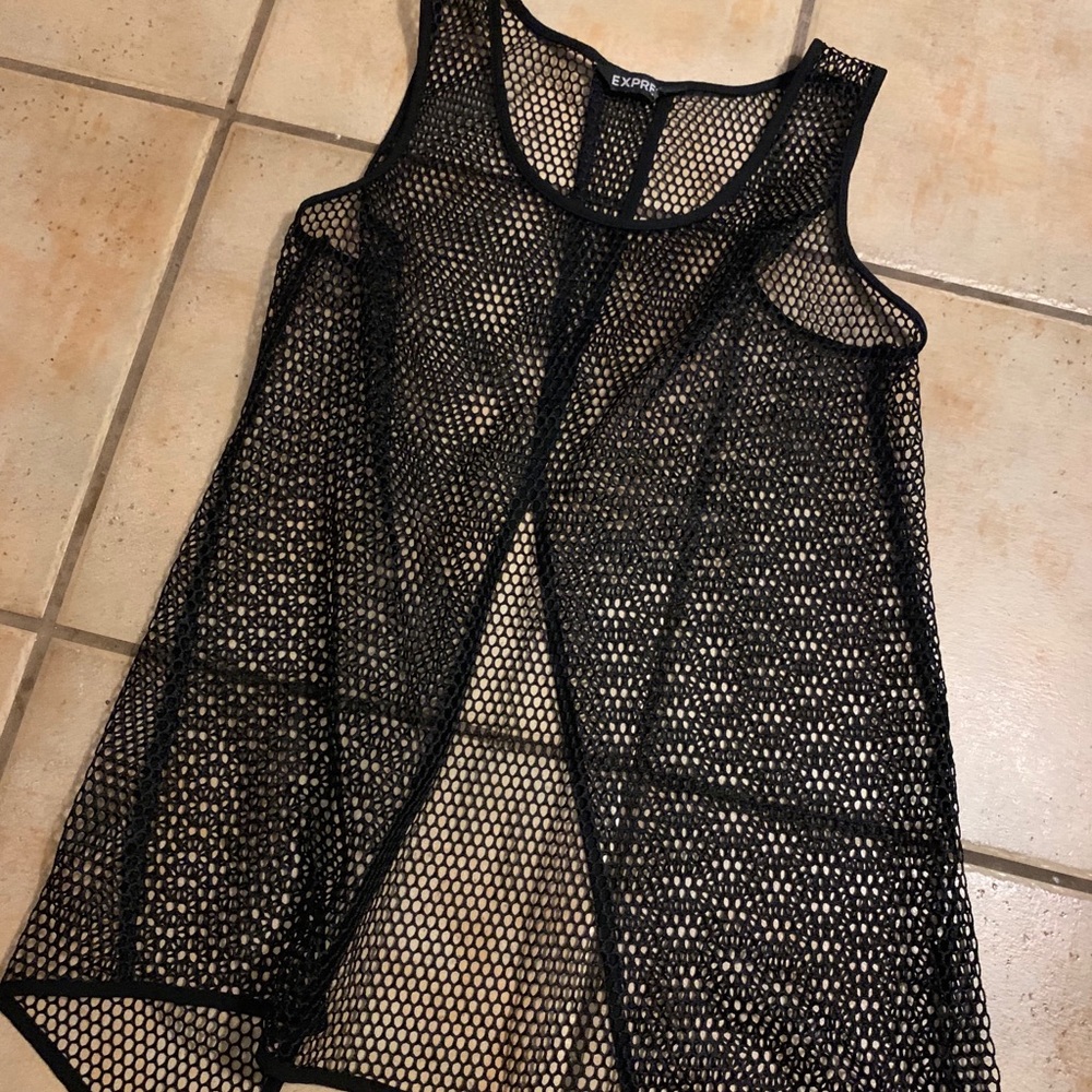 Black fishnet tank top